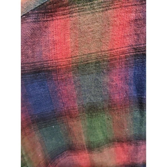 Tru Fit‎ Shirt Mens medium Flannel rainbow Plaid Long Sleeve Soft Cotton - Picture 3 of 4